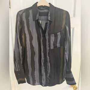 Insight Women's Striped Blouse - Black, Gray, and Olive, NWOT